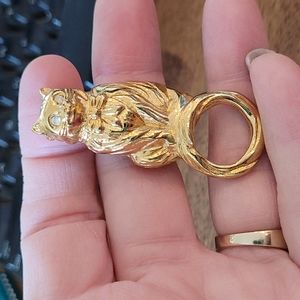 Vintage Jewelry Signed Avon Lovely Gold Tone and Rhinestone Cat Eyeglass Holder